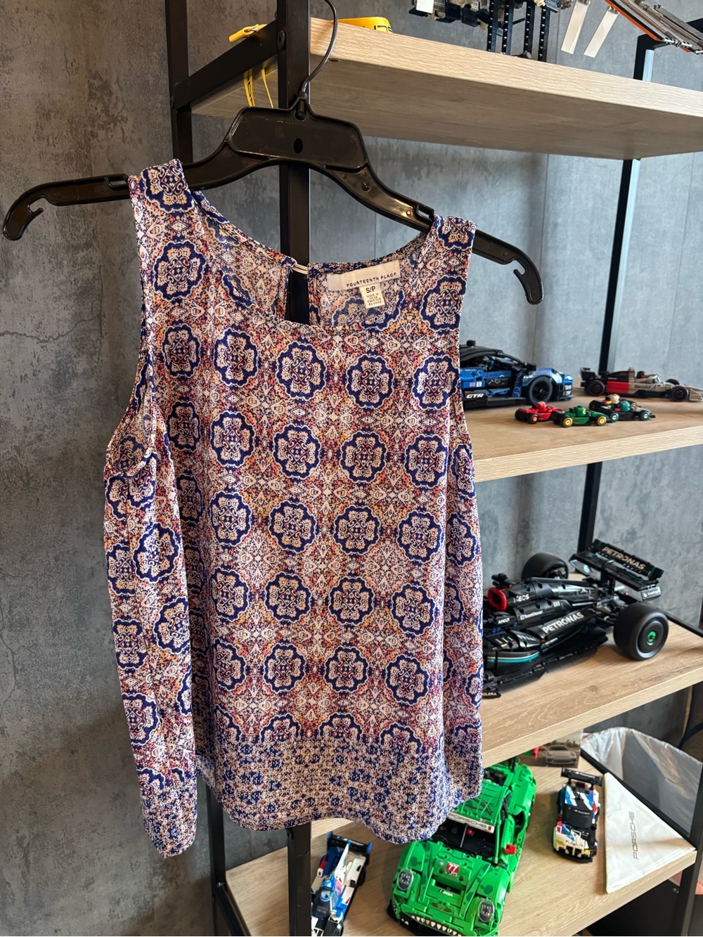 Fourteenth Place Sleeveless Printed Tank Top – Blue Multi